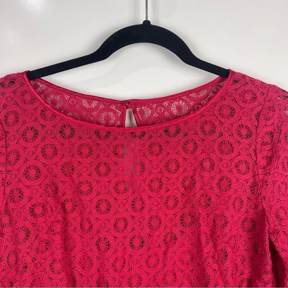 Laundry by Shelli Segal Red Half Sleeve Lace Mini Shift Dress Size 4 - Picture 4 of 12